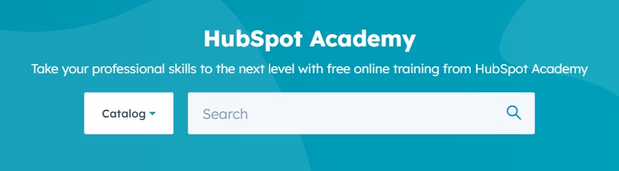 screenshot of hubspot academy search bar